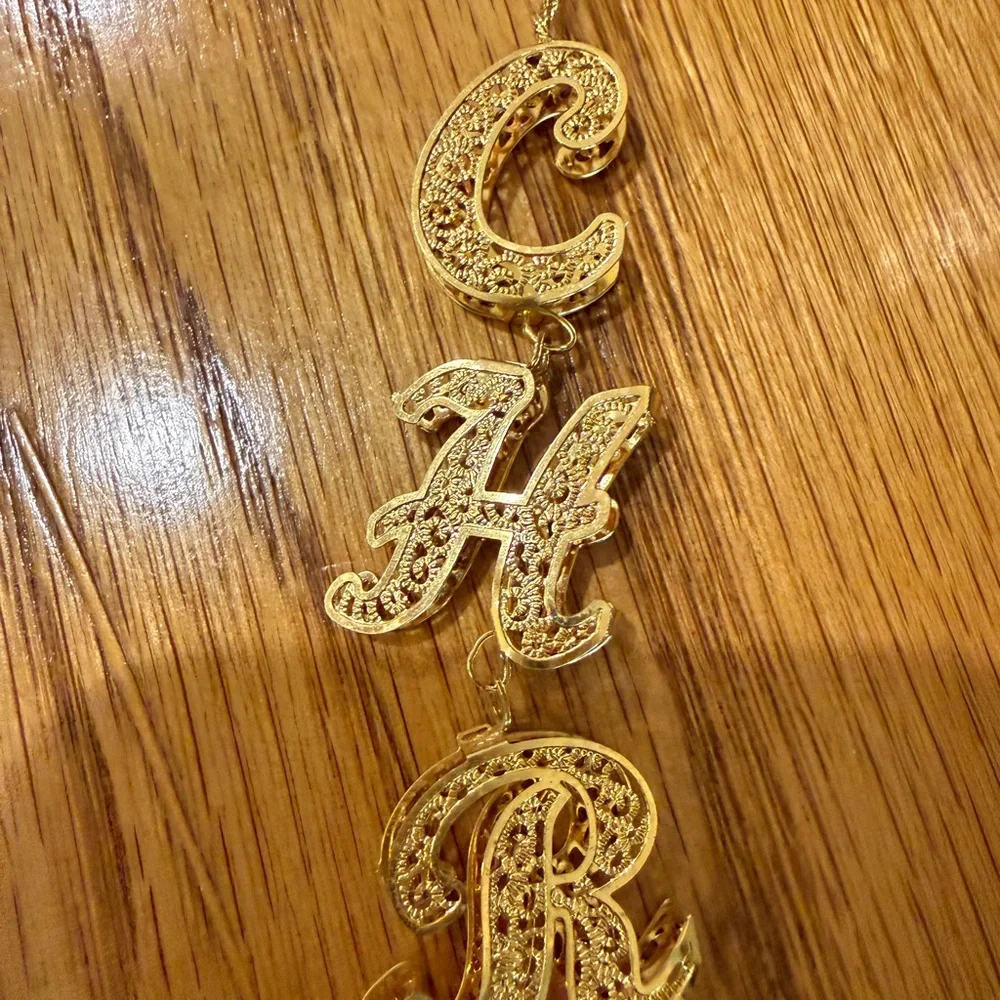 Danbury Mint Gold Filigree Customized Name Christmas Ornament Christian